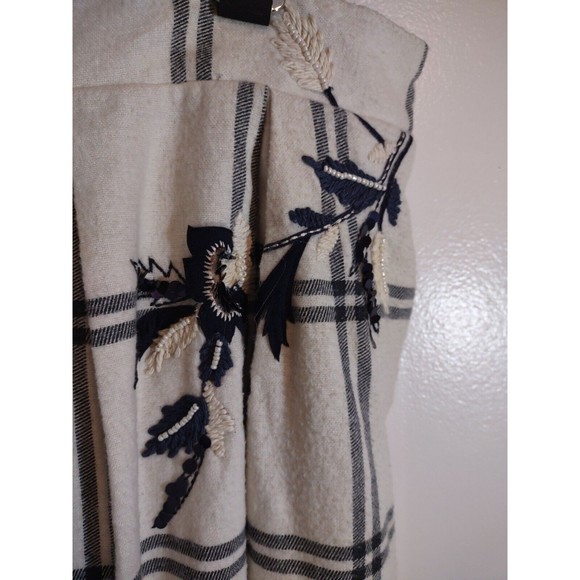 Vineet Bahl Women's XL White Black Plaid Skirt Anthro MSRP $158 Embroidered Art - Picture 3 of 12